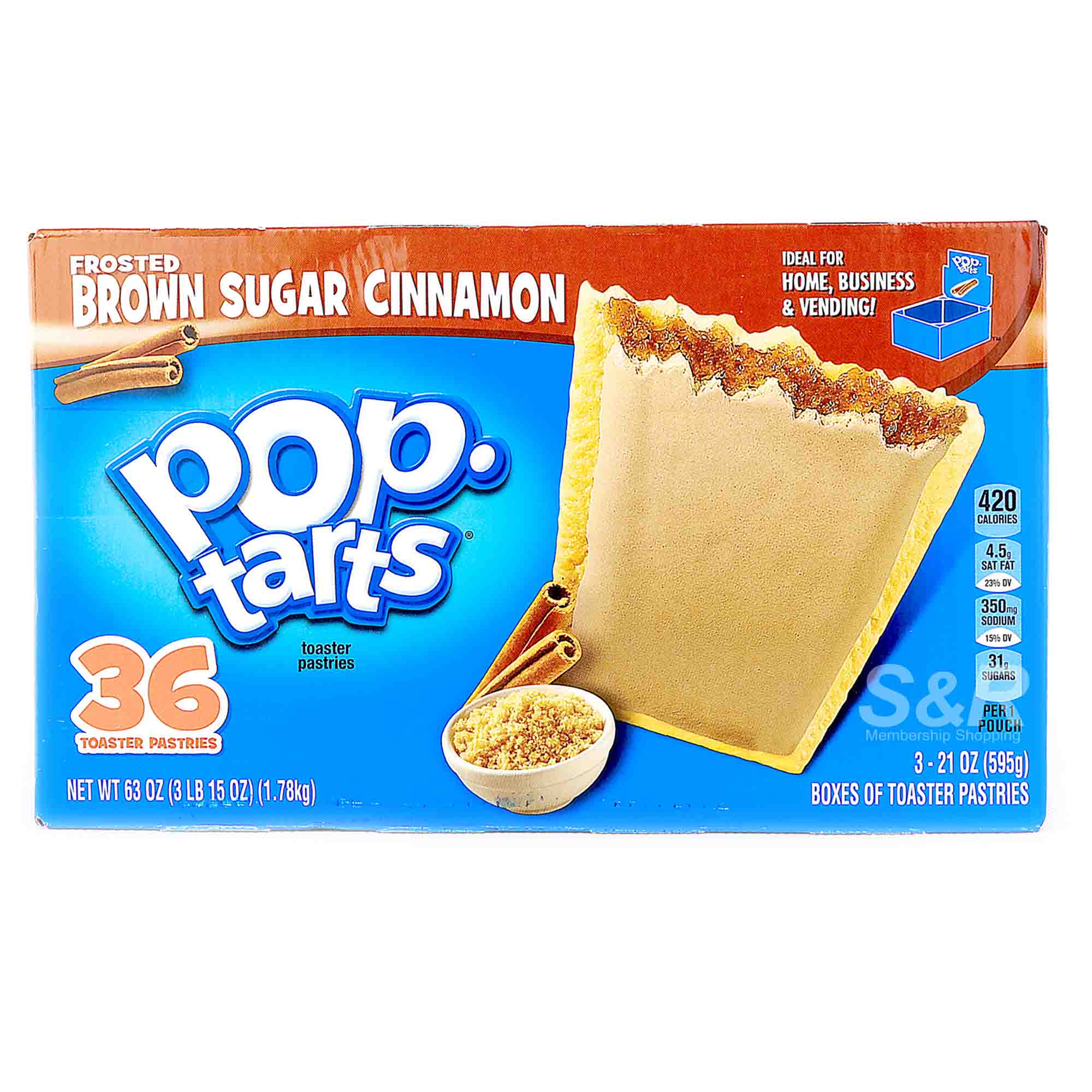 Kellogg's Pop Tarts Frosted Brown Sugar Cinnamon 36pcs Kellogg's Pop Tarts Frosted Brown Sugar Cinnamon 36pcs
